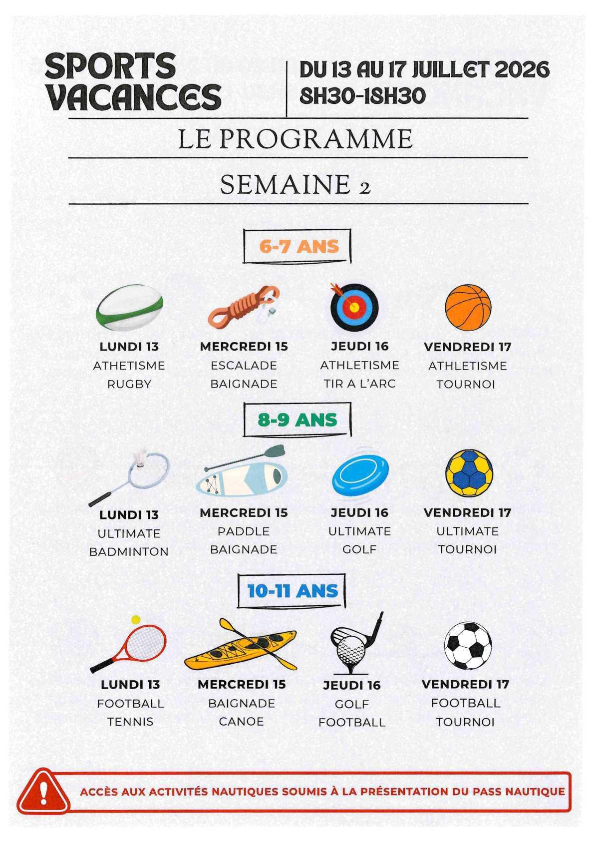 Sports Vacances, des activités proposées par la CDC