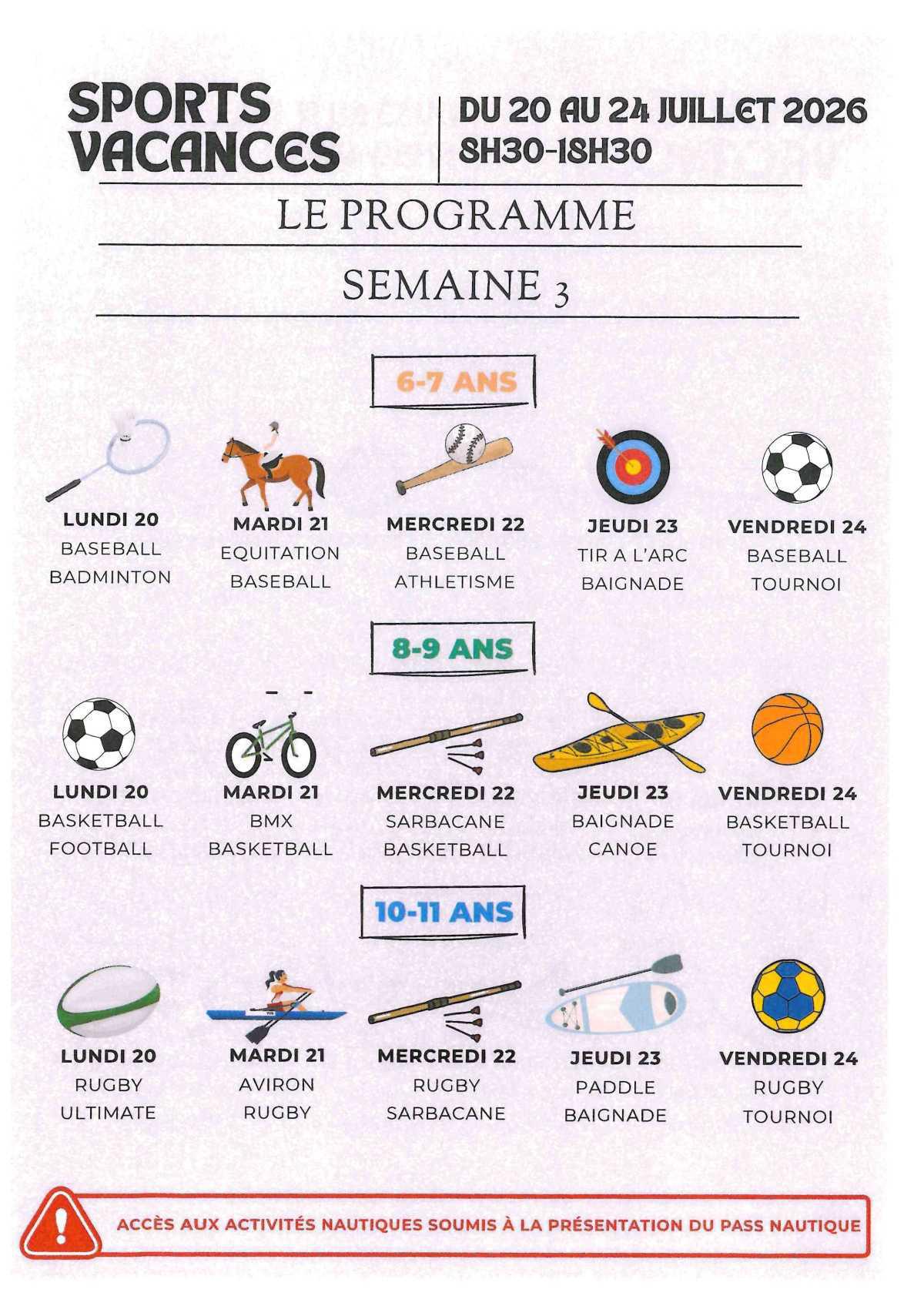 Sports Vacances, des activités proposées par la CDC