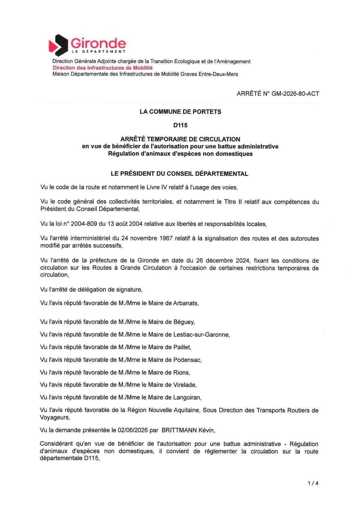 Fermeture du pont de Langoiran le 21 juin 2026 Fermeture du pont de Langoiran le 21 juin 2026