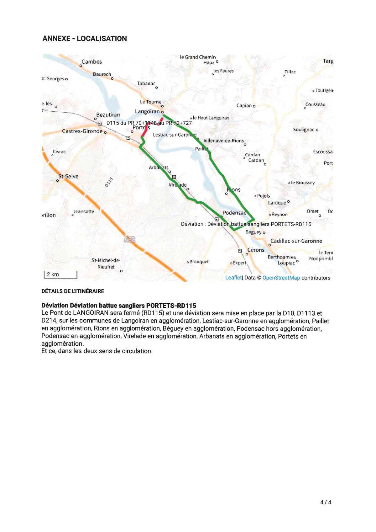 Fermeture du pont de Langoiran le 21 juin 2026