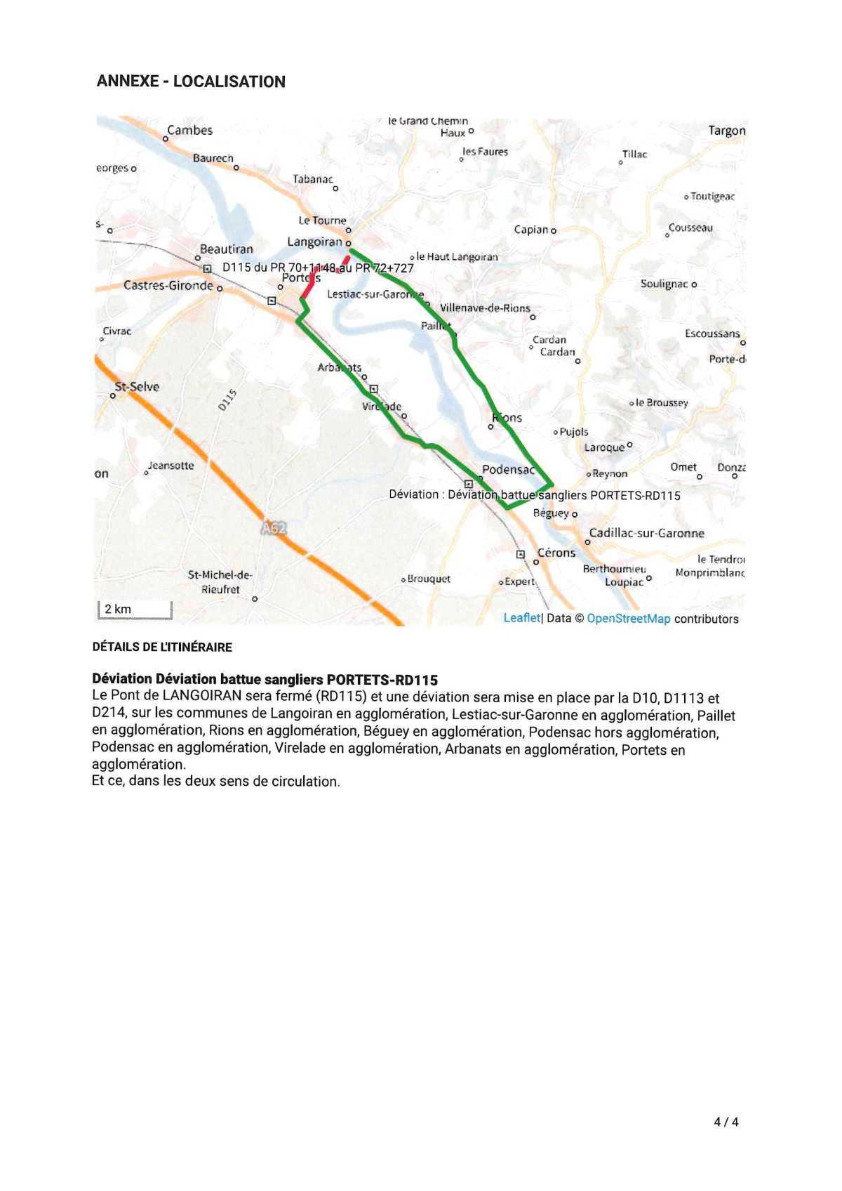 Fermeture du pont de Langoiran le 26 juillet 2026