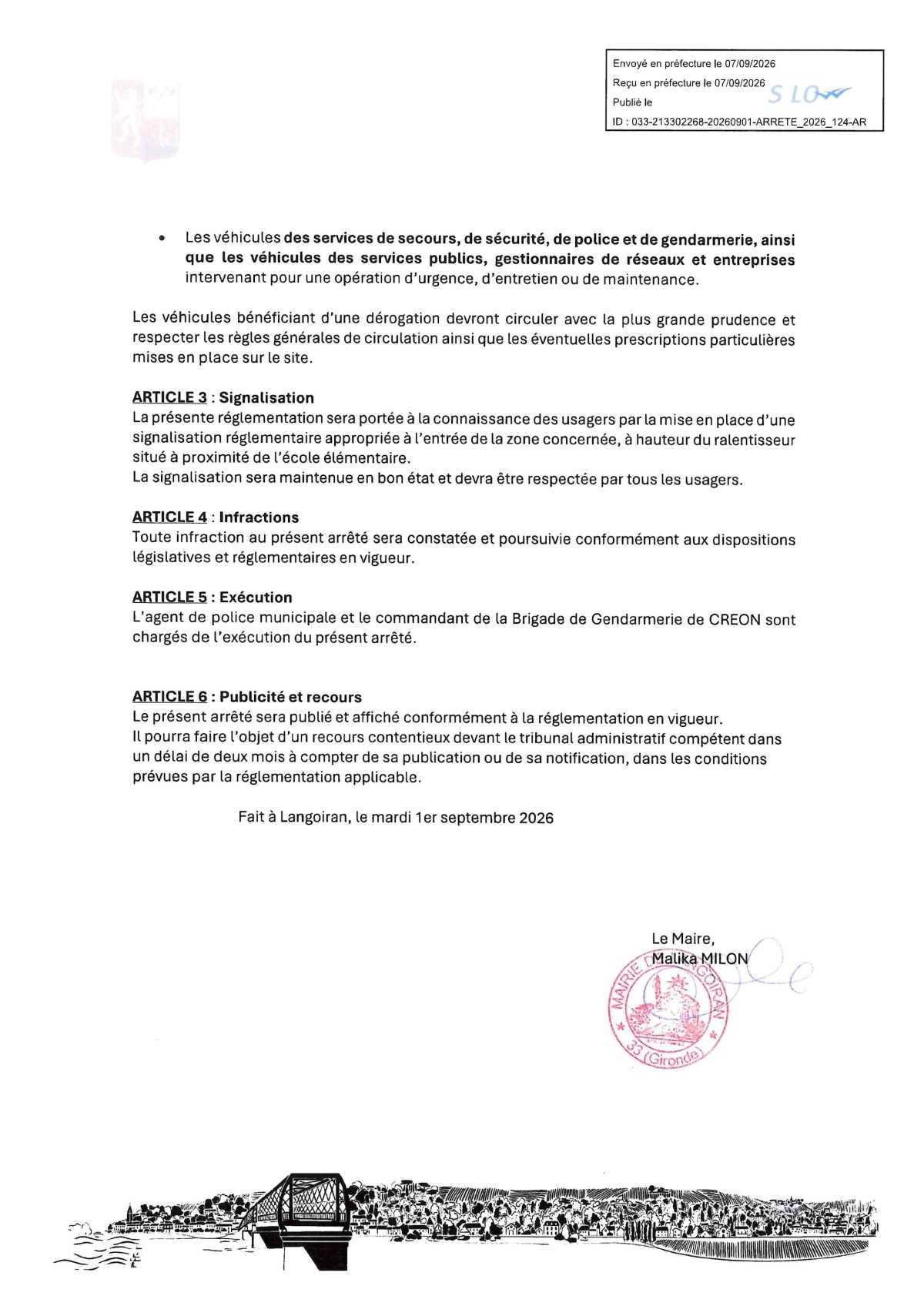 Arrêté règlementation circulation et stationnement - Parc de Pommarède, le Pied du Rocher