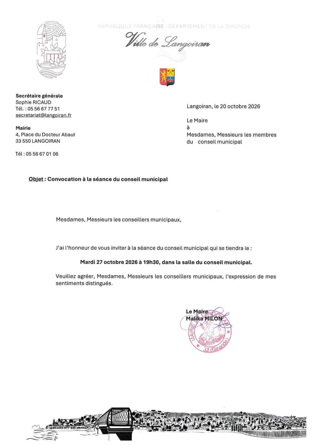 Conseil municipal du 27/10/2026