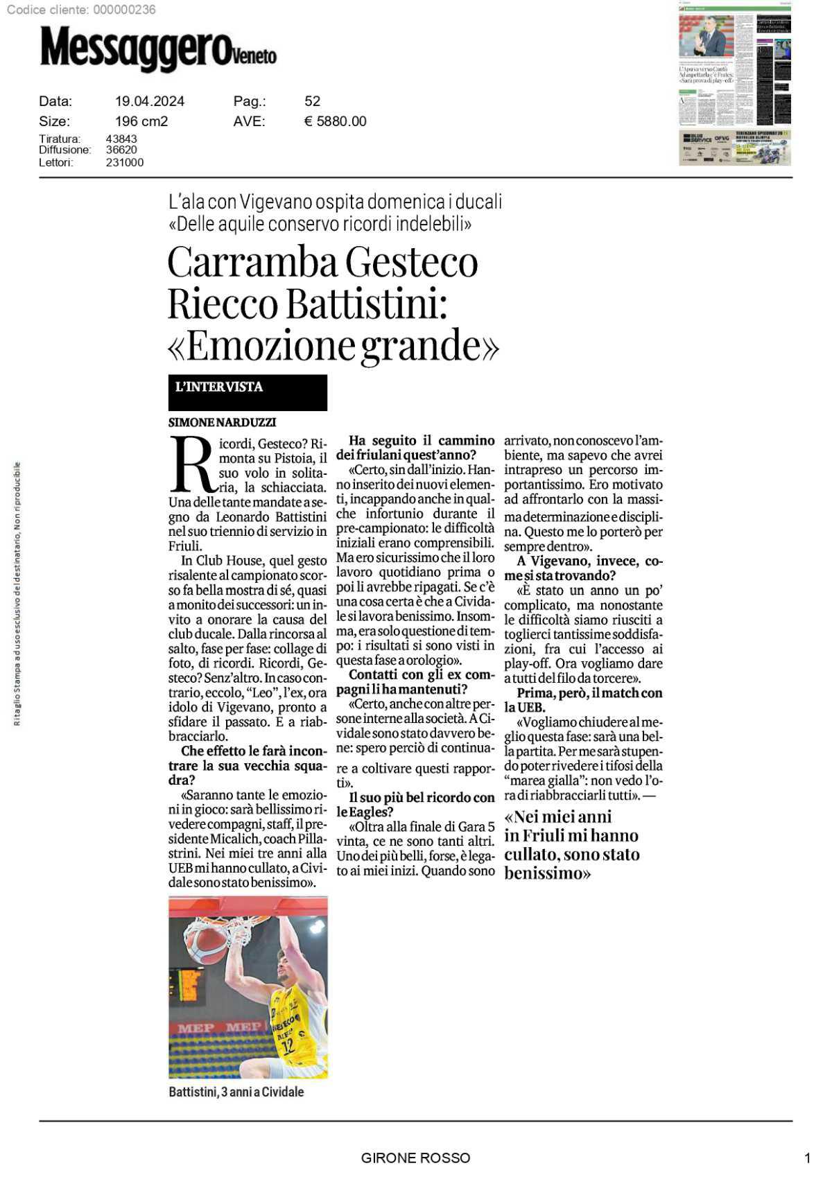 Il Messaggero Veneto - 19/04/24