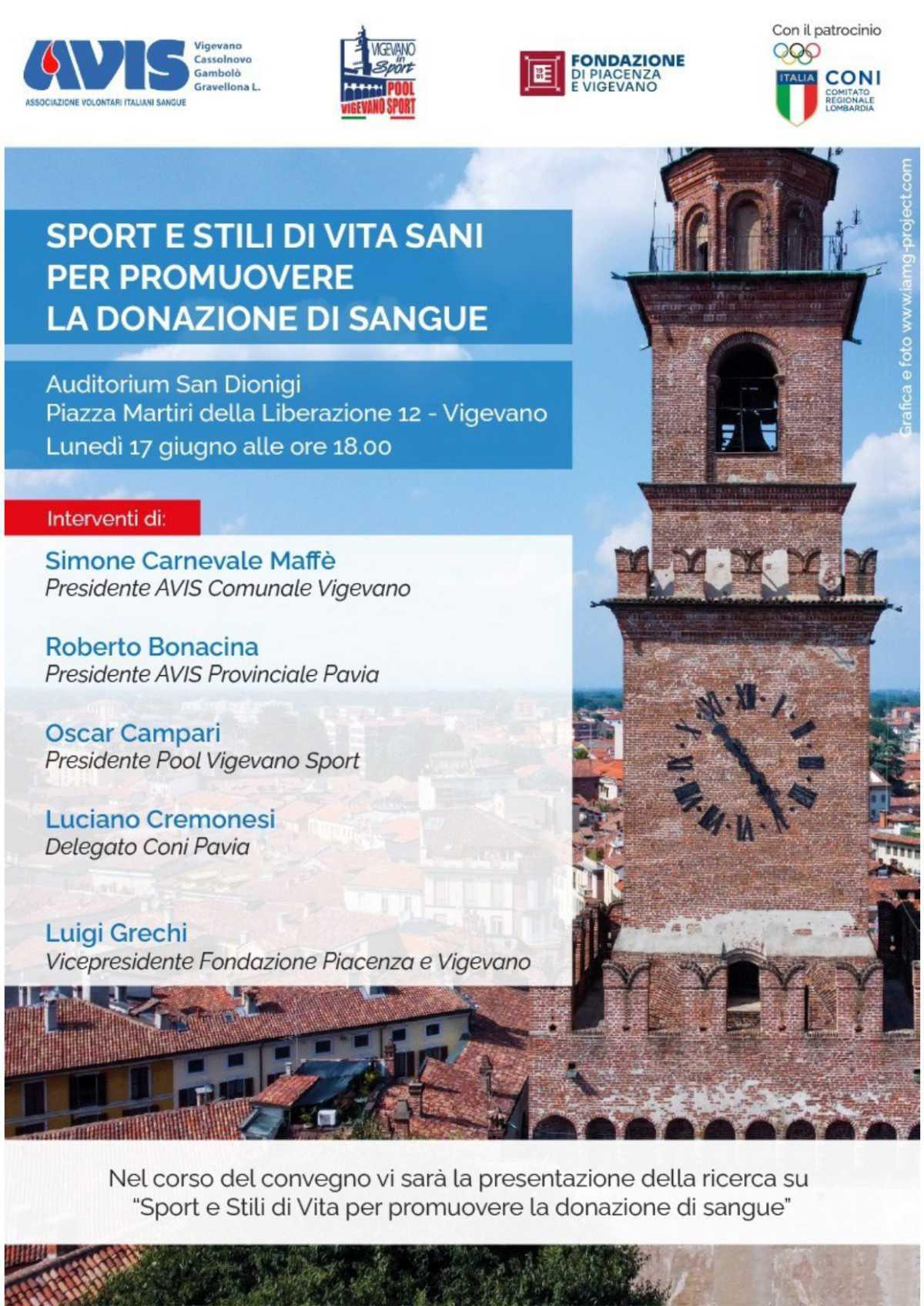 Lunedì 17 giugno alle ore 18 il convegno "Sport e stili di vita sani per promuovere la donazione di sangue"