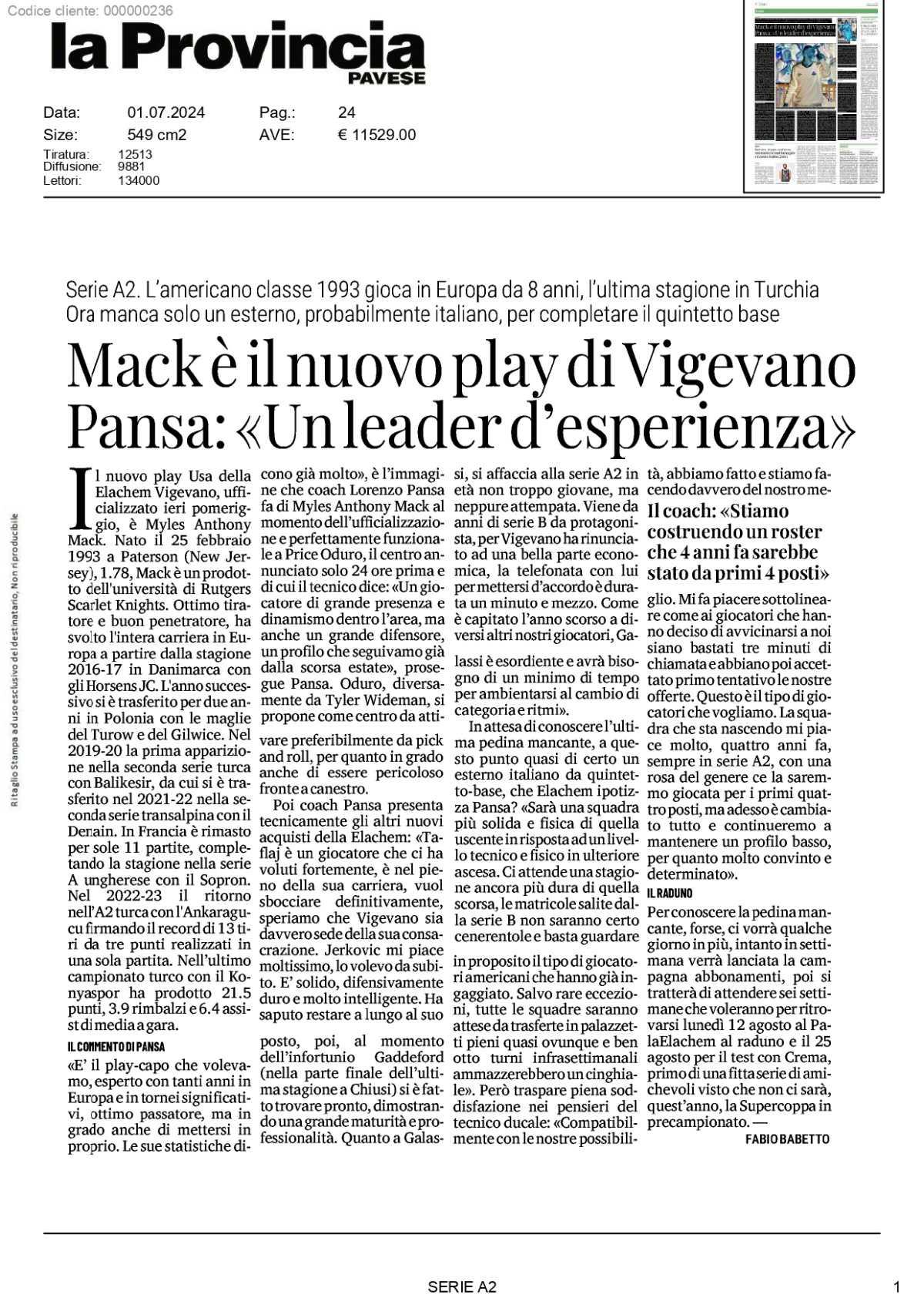 La Provincia Pavese - 01/07/24