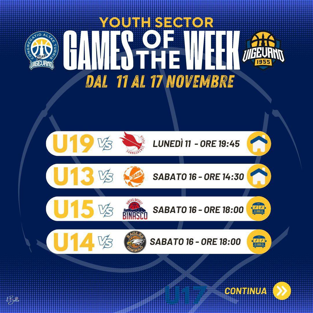 Gli appuntamenti del fine settimana delle squadre giovanili Gli appuntamenti del fine settimana delle squadre giovanili