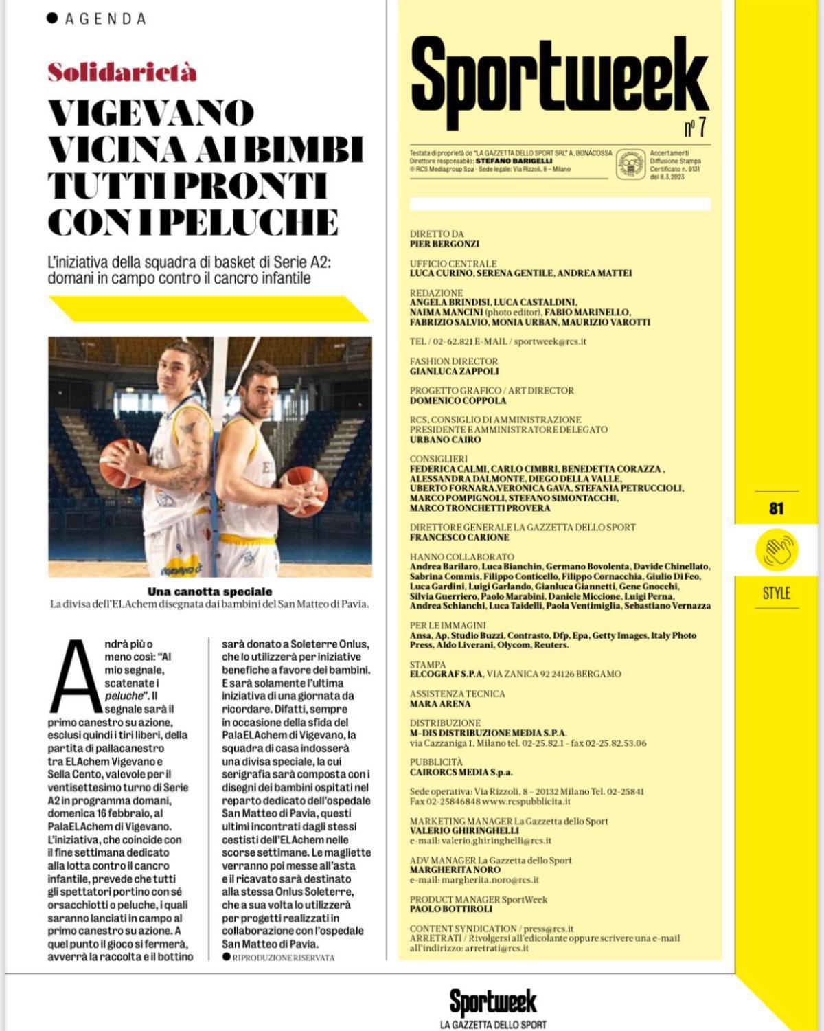 15/02/25 - Sportweek di Gazzetta dello Sport