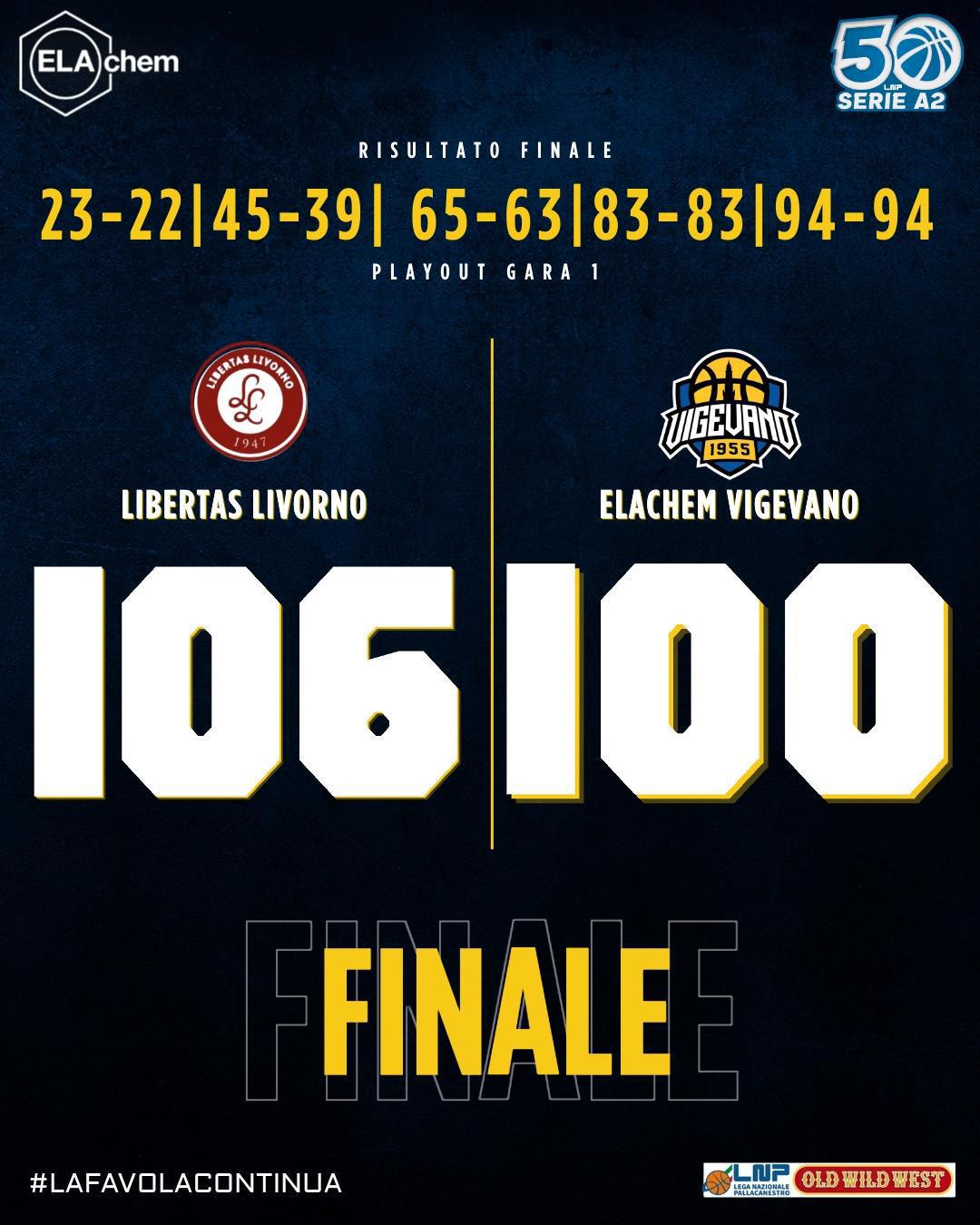 Gara-1 playout - Livorno 106-100 Vigevano d. 2 t.s.