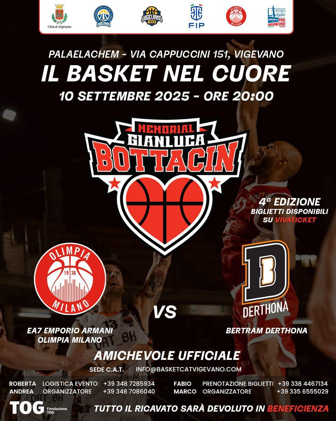 Mercoledì 10 settembre il "Memorial Bottacin" al palaELAchem con Milano-Tortona