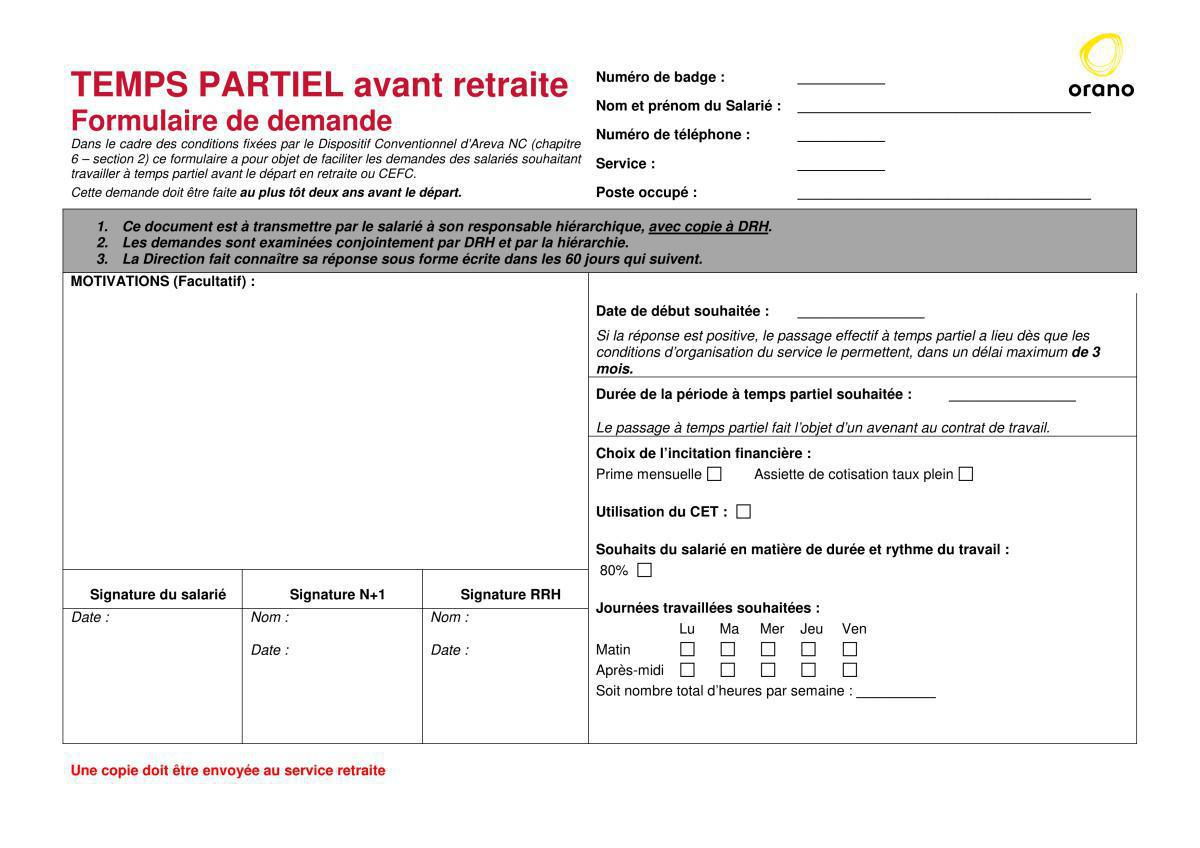 Passage temps partiel avant retraite