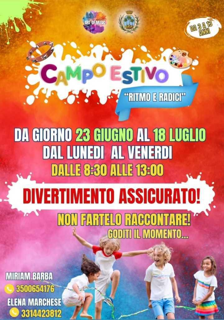 Campo Estivo "Ritmo e Radici" (dalle ore 8.30 alle ore 13.00)
