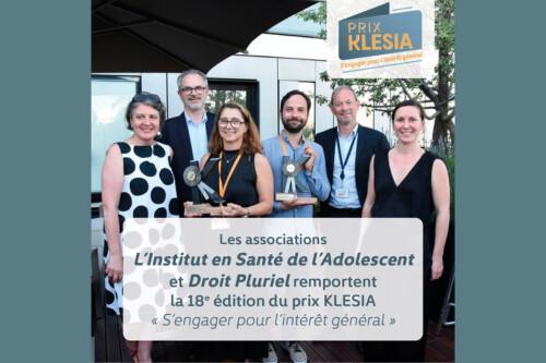 Le Prix KLESIA 2026 attribué à « L’Institut en Santé de l’Adolescent » et à « Droit Pluriel »