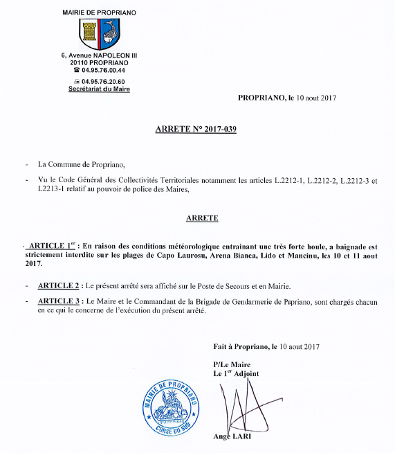 Interdiction de baignade