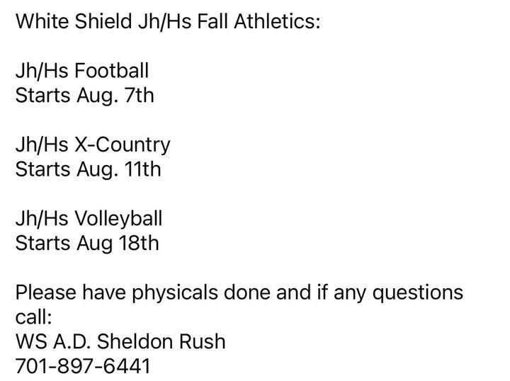 White Shield JH/HS Fall Athletics