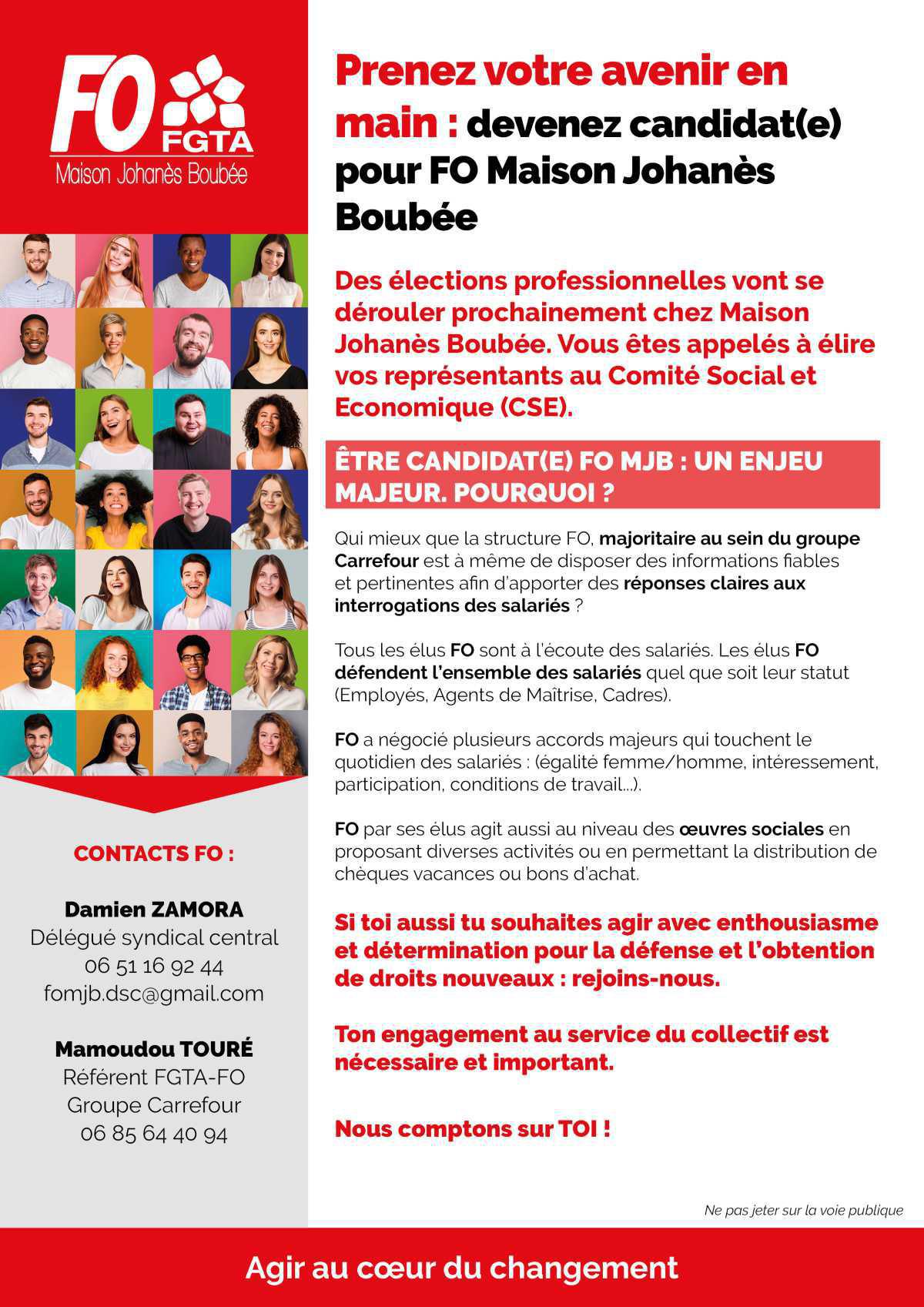 Prenez votre avenir en main : devenez candidat(e) pour FO Maison Johanès Boubée Prenez votre avenir en main : devenez candidat(e) pour FO Maison Johanès Boubée