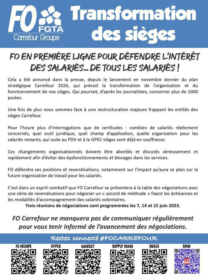 Transformation des sièges : FO en première ligne pour défendre l’intérêt des salariés… de tous les salariés ! 