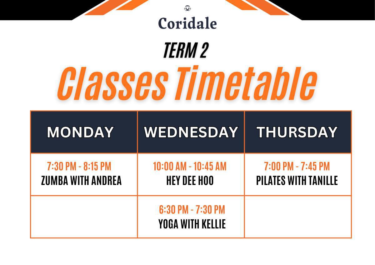 Club Coridale Term 2 Classes Are Here!
