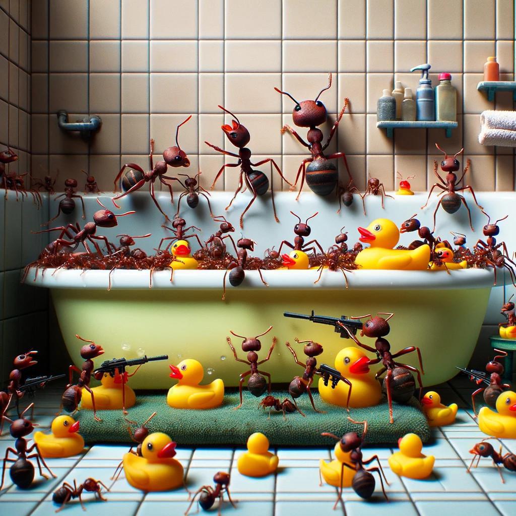 Ants Declare War on Rubber Ducks, Mistake Them for Giant Predators