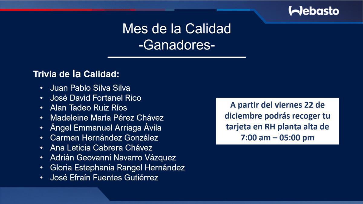 Conoce los ganadores de las dinámicas del mes de la Calidad