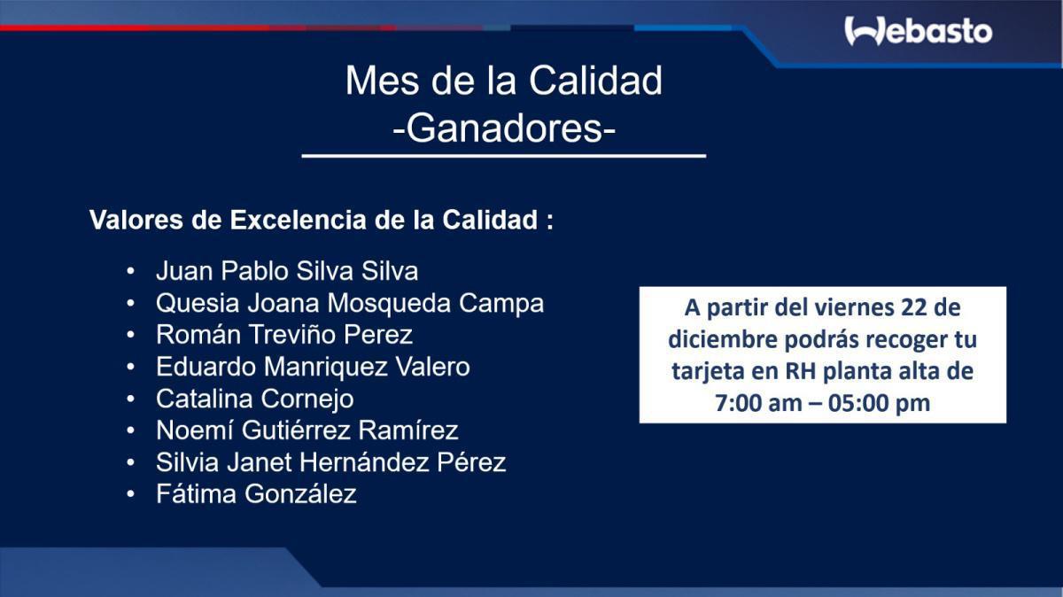 Conoce los ganadores de las dinámicas del mes de la Calidad