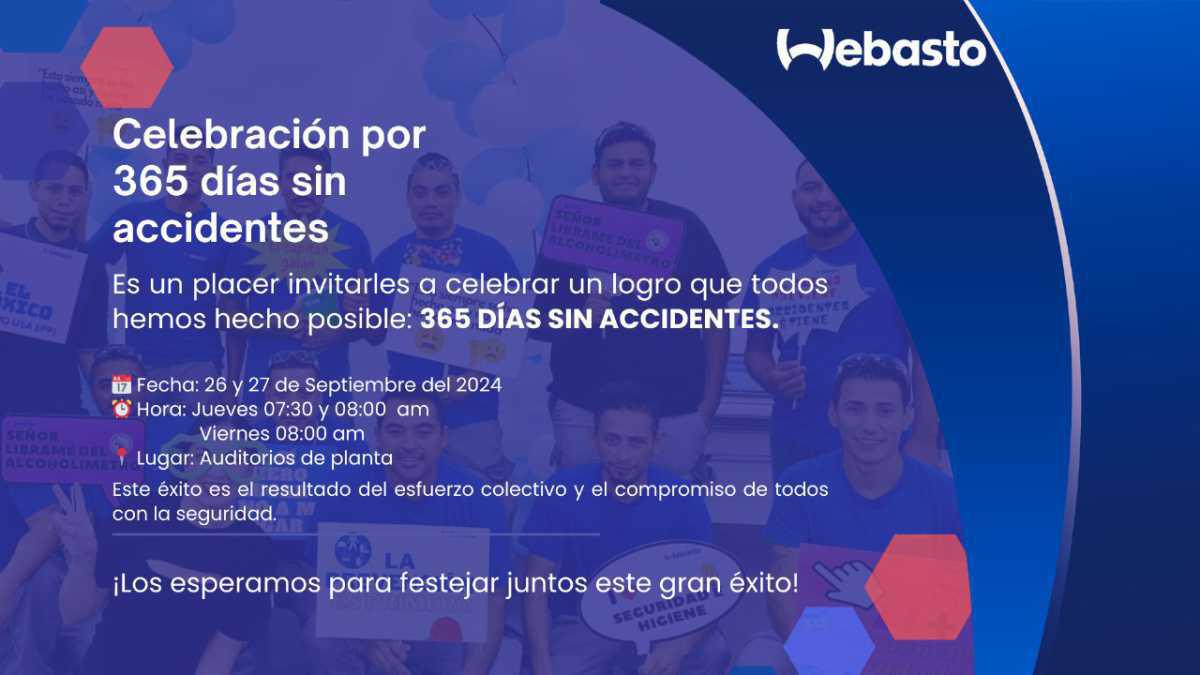 ¡Asiste a la celebración de un año sin accidentes! Consulta aquí los horarios.