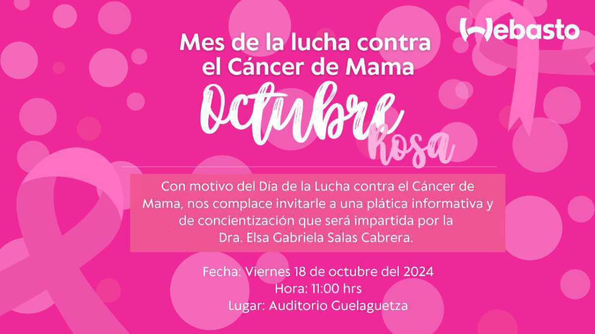 Colega: asiste a la plática de concientización sobre el cáncer de mama