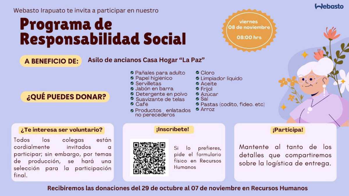 Colega: consulta las bases de la convocatoria para la visita al asilo de ancianos. CUPO LIMITADO.