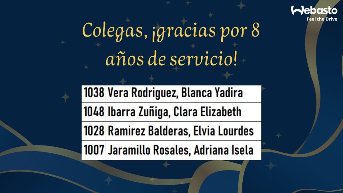 Estimados colegas, gracias por un año más de dedicación. Gracias por tu compromiso y por ser parte de la familia Webasto!