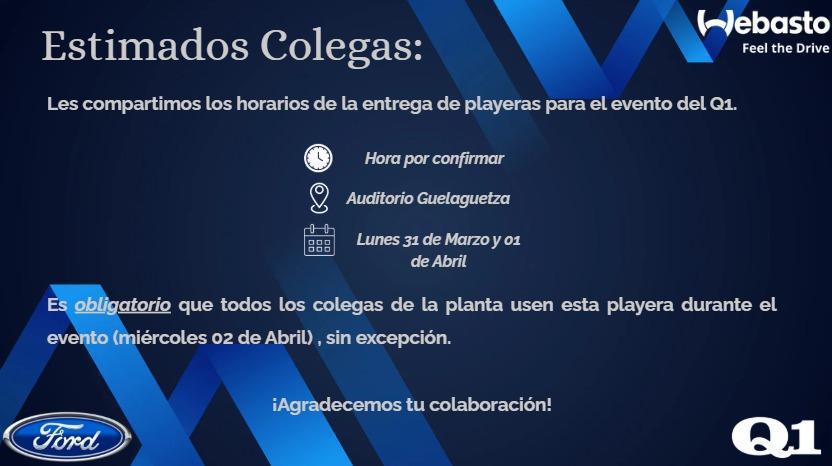 No olvides pasar por tu playera del Q1