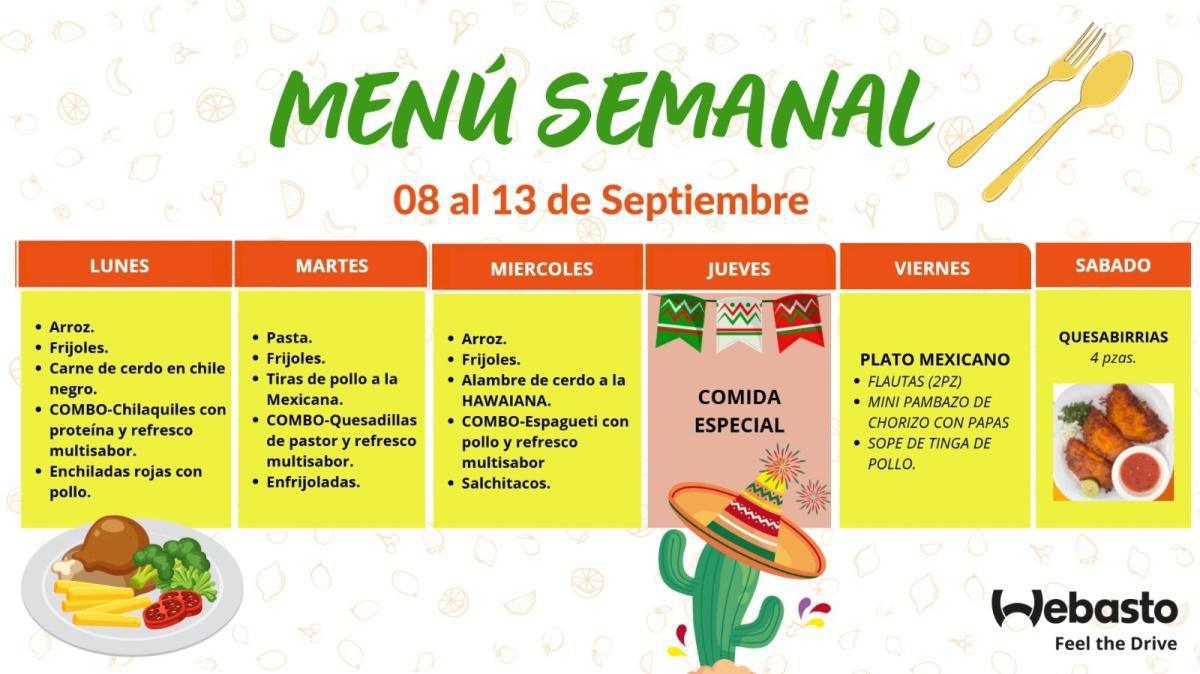 Colega te presentamos el menú de la semana , consúltalo 