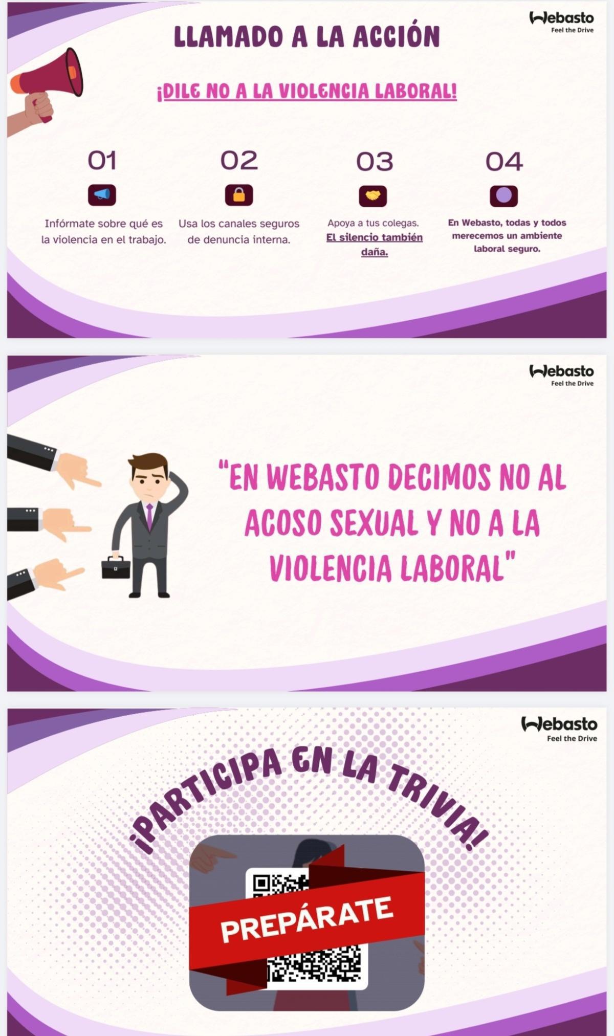 Prepárate para la trivia "Webasto... unid@s contra la violencia" 