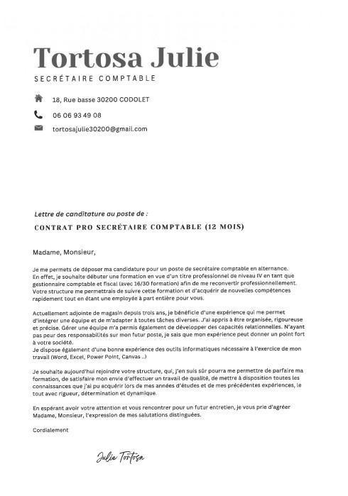 CONTRAT PRO SECRETAIRE COMPTABLE-JULIE TORTOSA