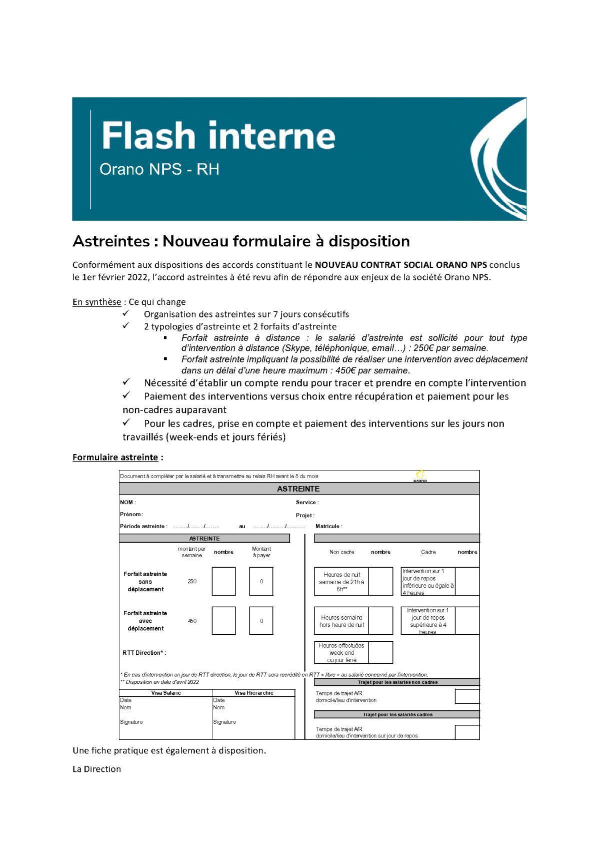 Accord NPS : Astreinte 