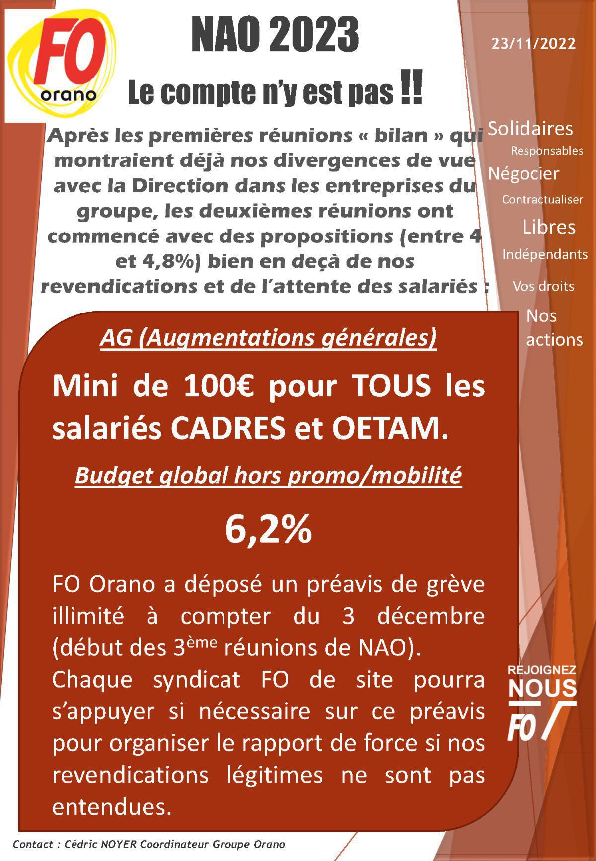 NAO 2023 et Préavis de grève groupe