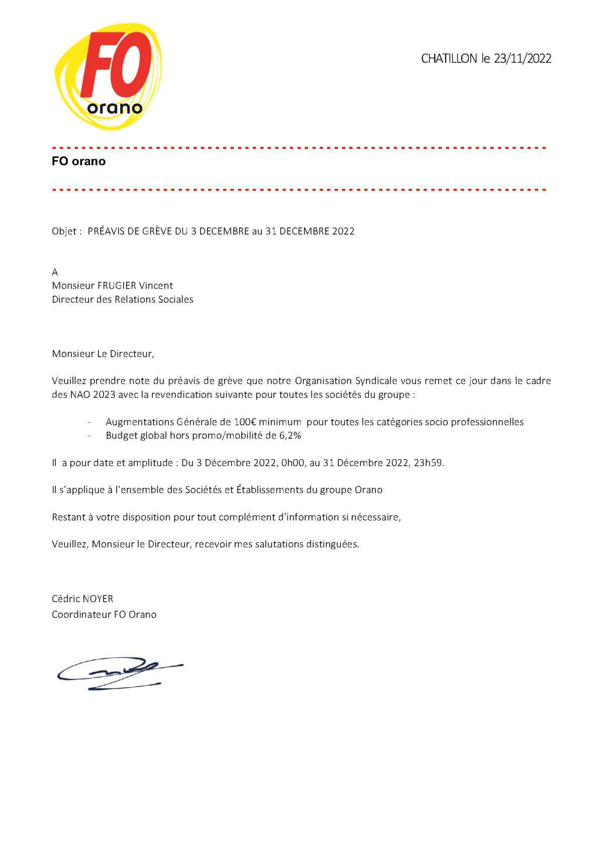 NAO 2023 et Préavis de grève groupe
