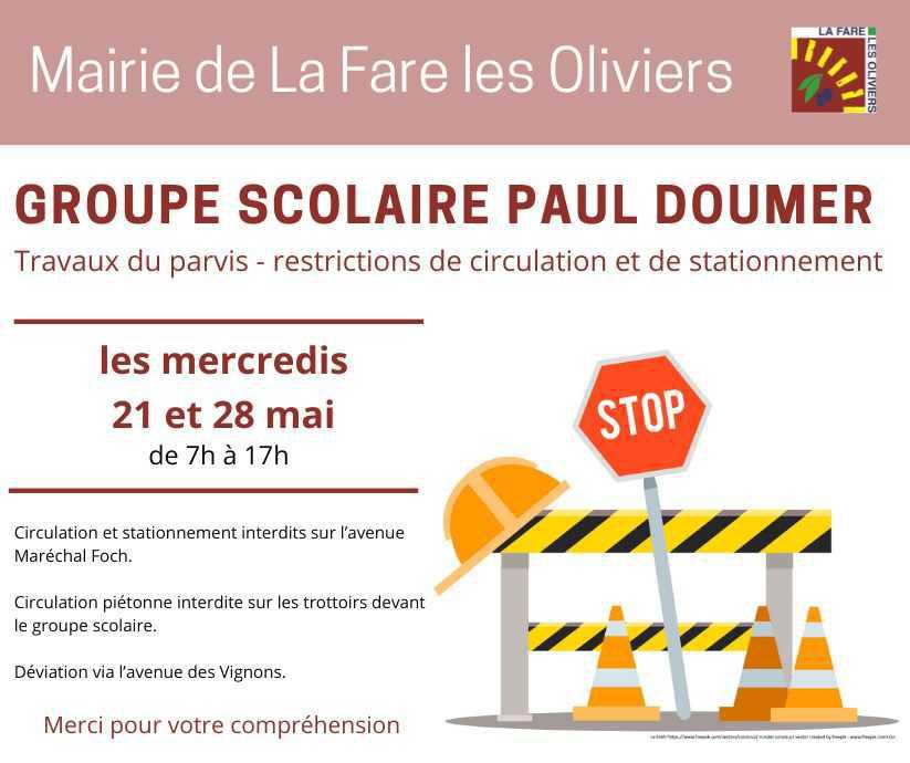Travaux parvis Paul Doumer - restrictions de circulation et de stationnement