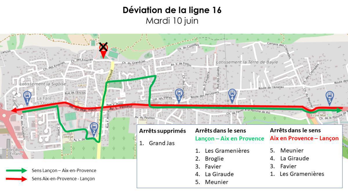 Transports - déviation de la ligne 16