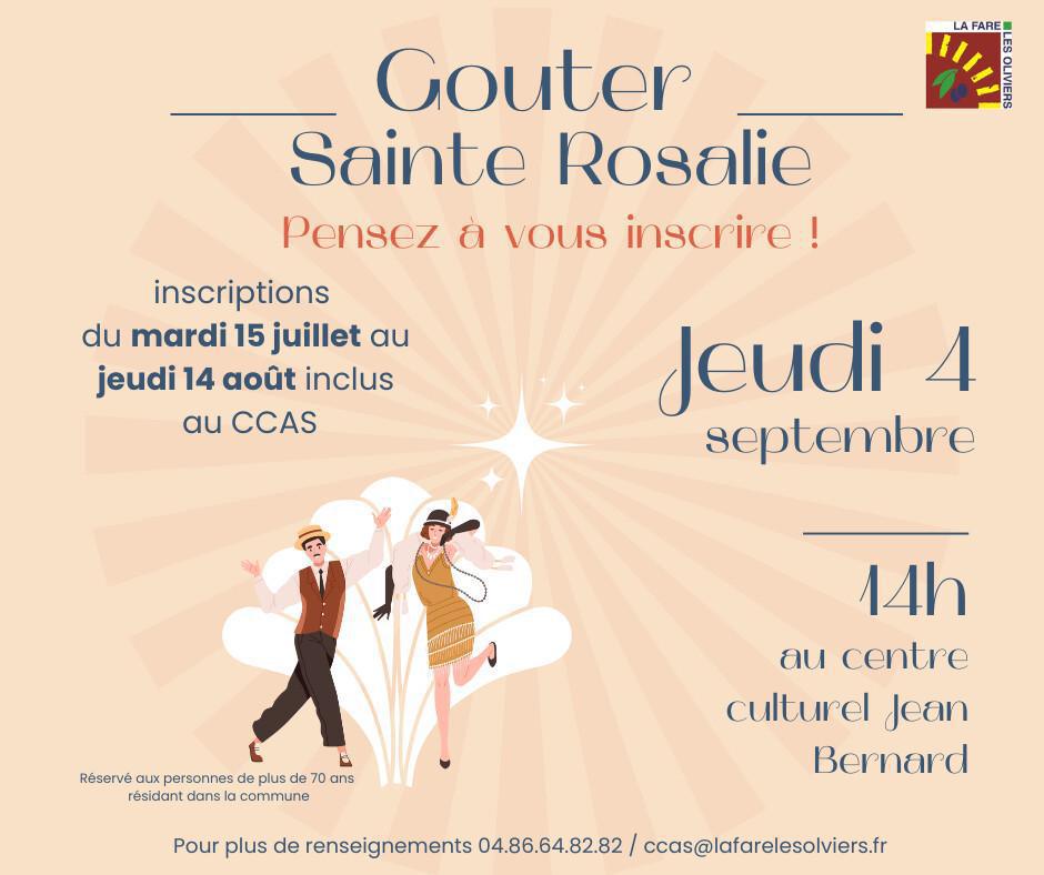 Pensez à vous inscrire au goûter de la Sainte Rosalie du CCAS
