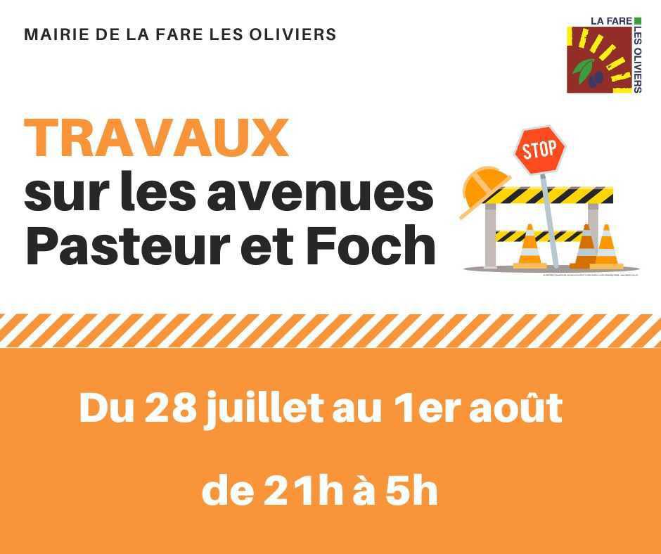 Travaux de nuit sur les avenues Pasteur et Foch du 28 juillet au 1er août