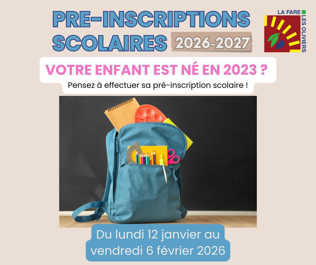 Votre enfant est né en 2023 ? Pensez à effectuer sa pré-inscription scolaire !