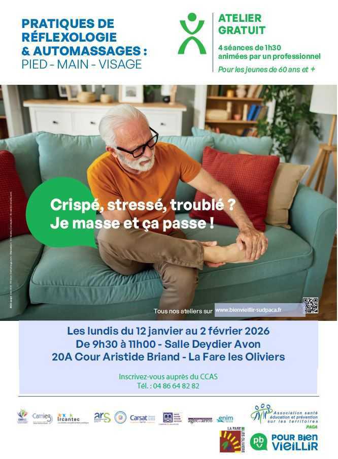 Seniors - inscrivez-vous à l'atelier de réflexologie et automassages !