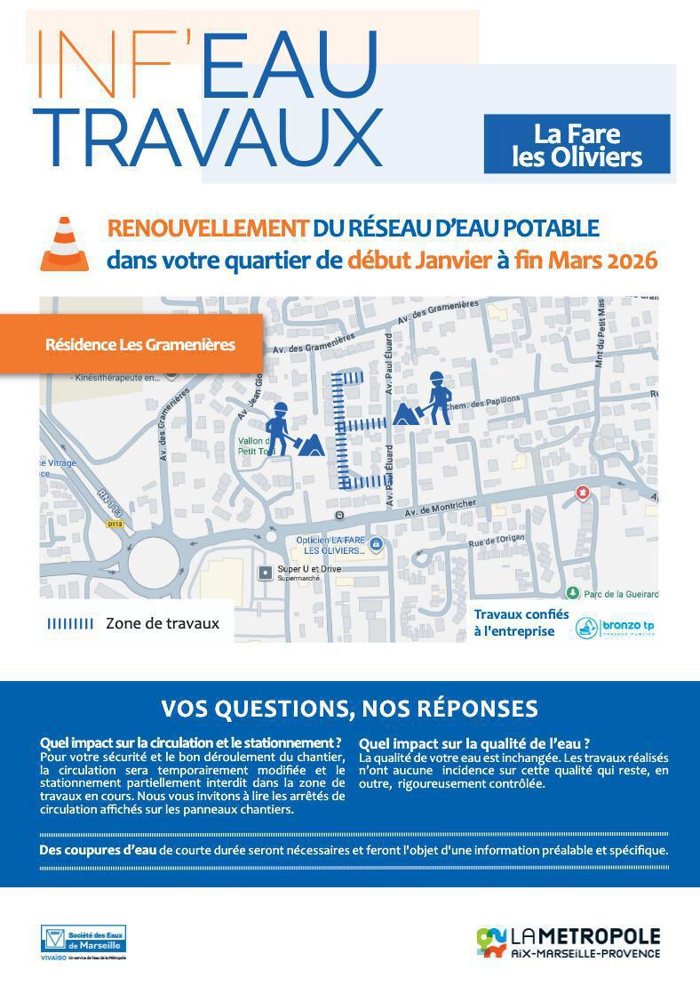 Résidence les Gramenières - travaux de renouvellement du réseau d'eau potable