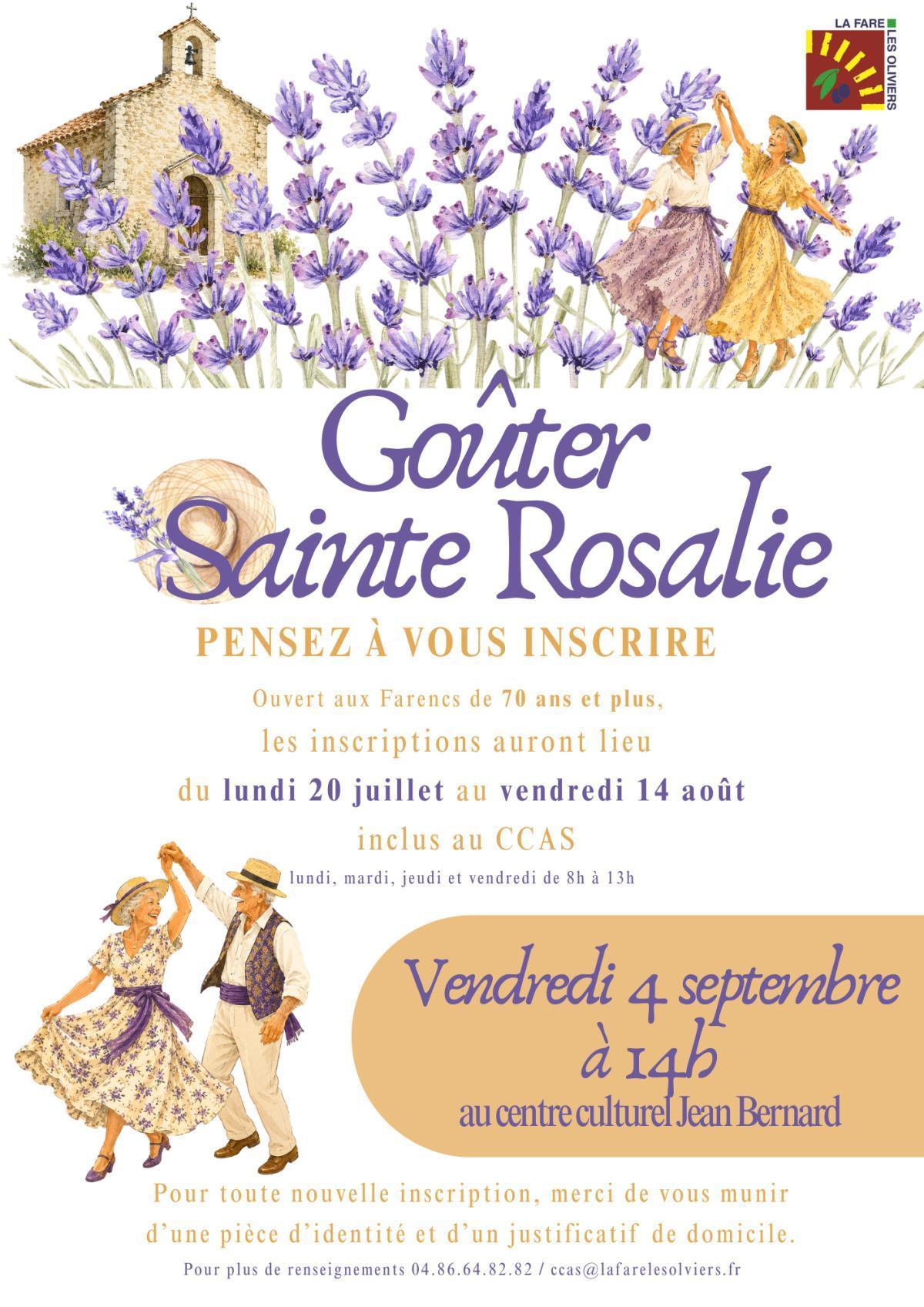 Pensez à vous inscrire au goûter de la Sainte Rosalie du CCAS