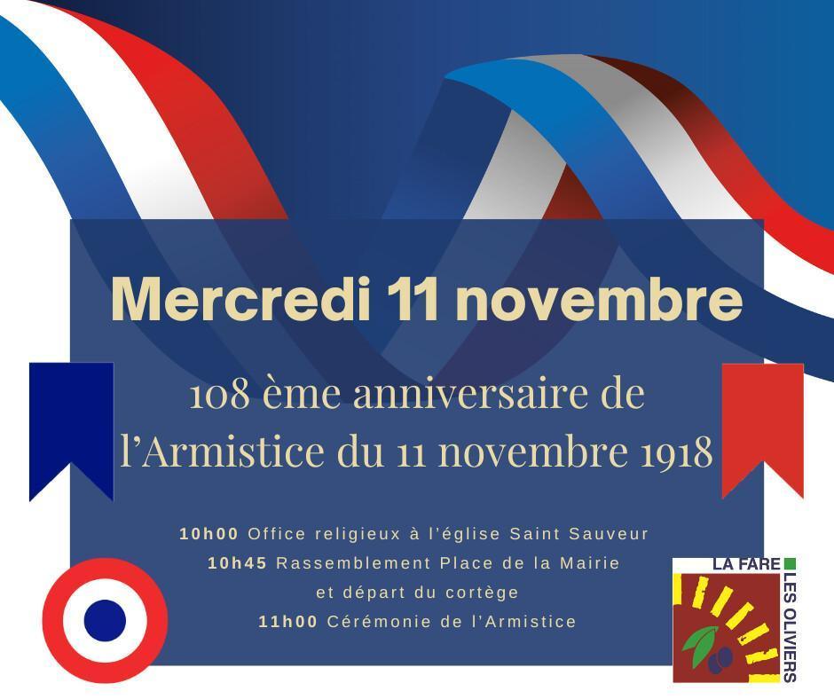 108 ème anniversaire de l'Armistice du 11 novembre 1918