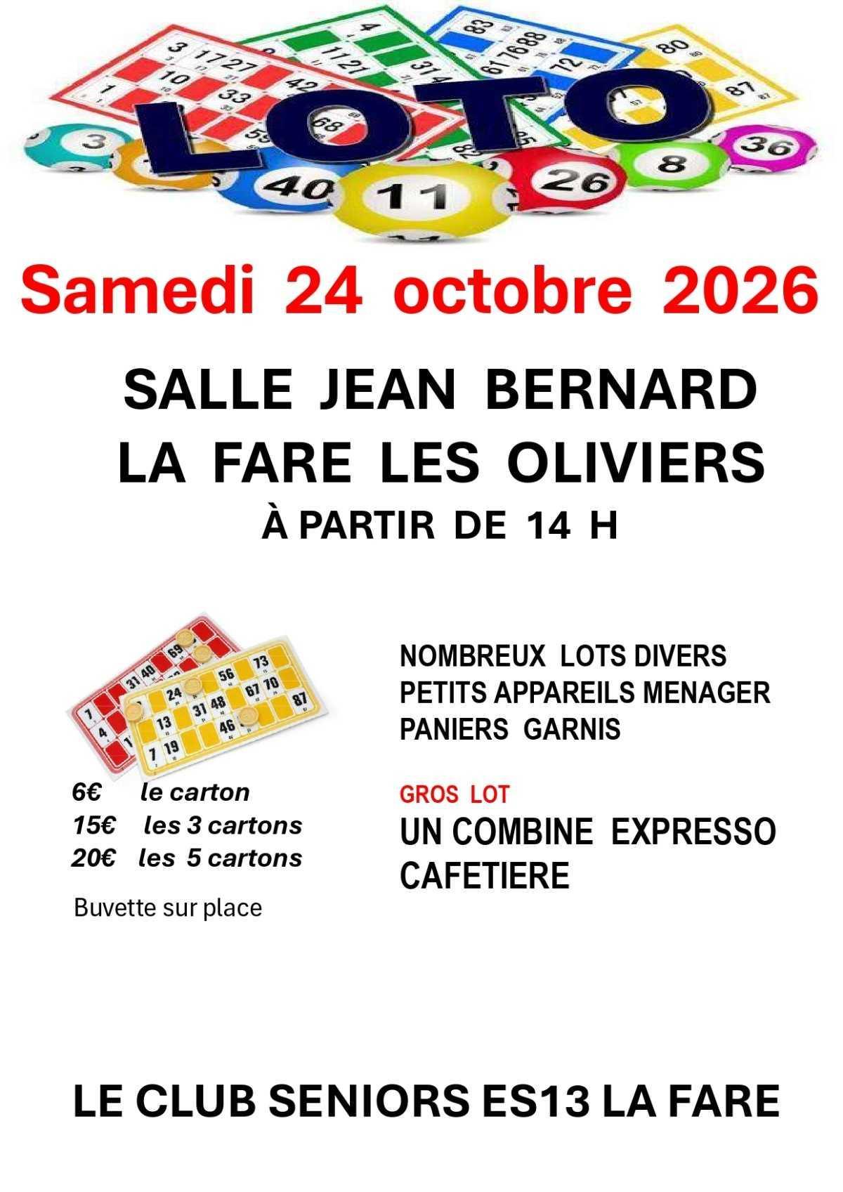 Grand loto du club séniors ES13 La Fare