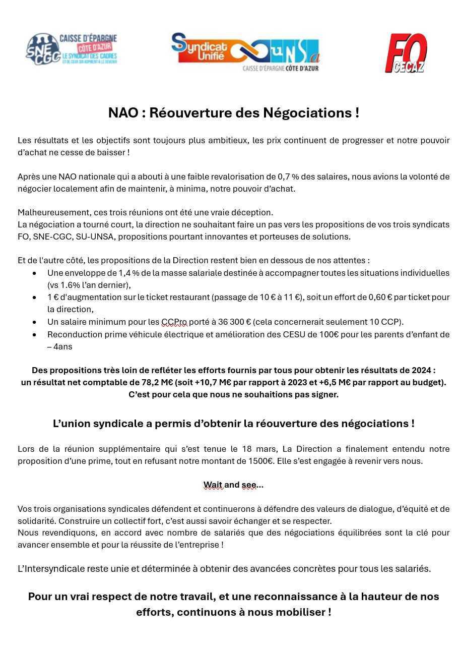 NAO Locales Réouverture des Négociations 
