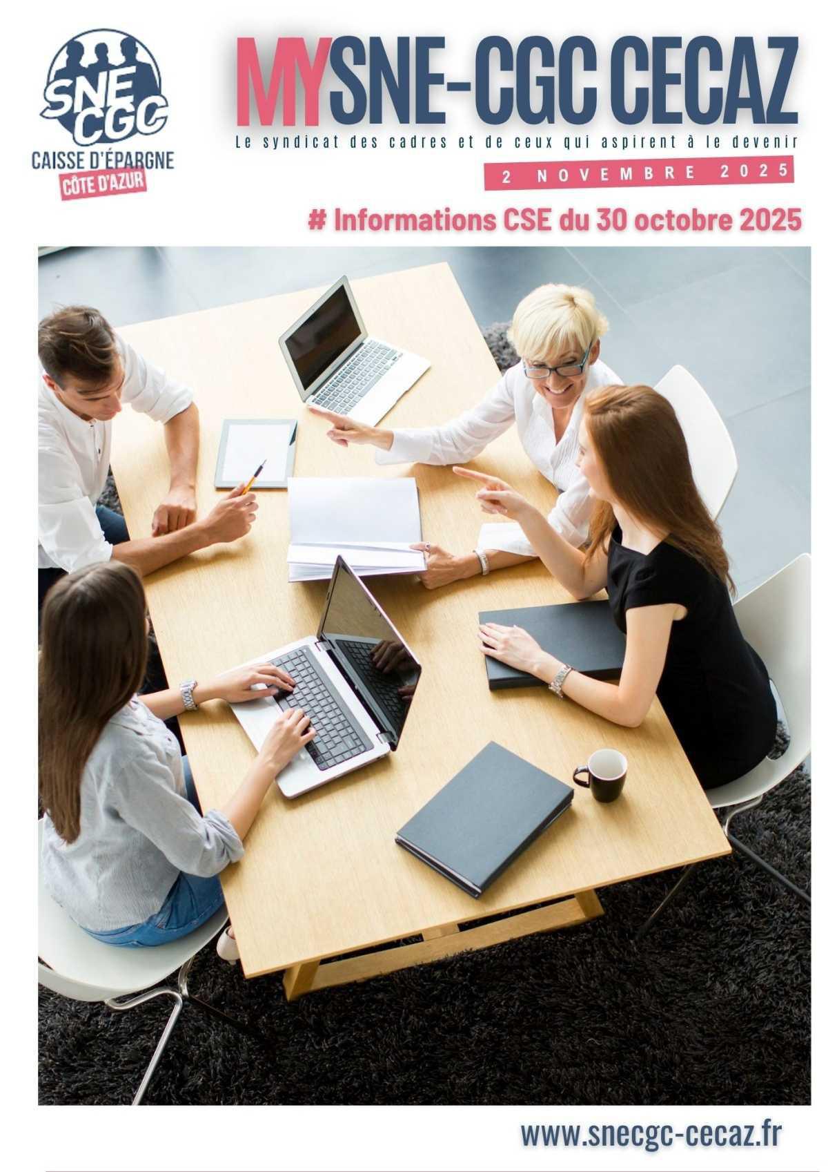 INFOS CSE du 30 octobre 2025