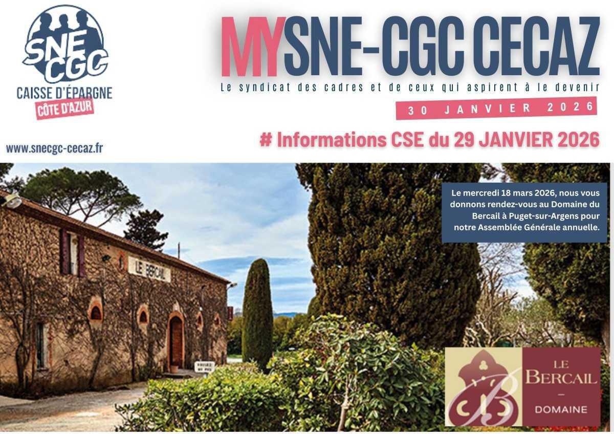 INFOS CSE du 29 Janvier 2026