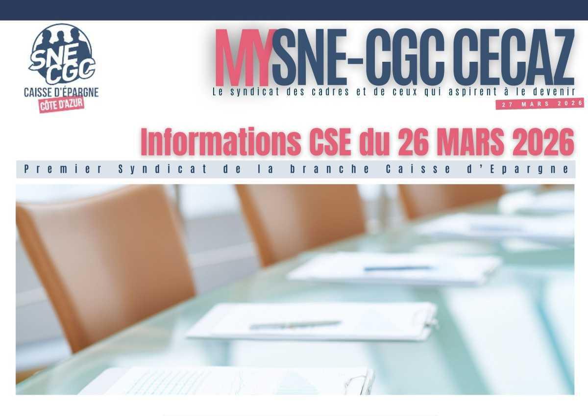 INFOS CSE du 26 Mars 2026